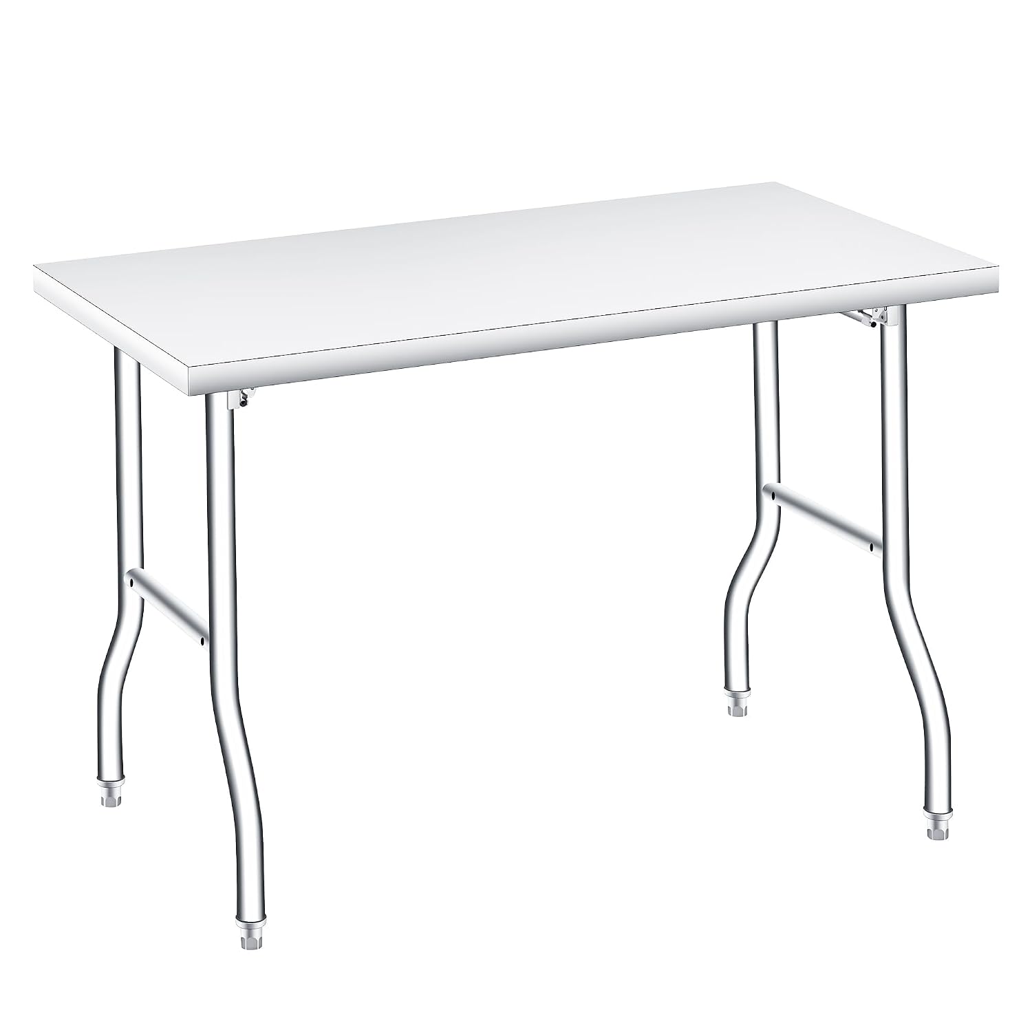 Garvee Folding Stainless Steel Table, 48x24 in, 400 LB Capacity, Heavy Duty Metal Foldable Prep/Work Table, No Assembly, Portable Workbench for Kitchen Laundry Restaurant Camping Garage