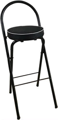Folding Breakfast Bar Stool, 26/28/30" Tall Chair with Padded Seat, Portable Round Counter Height Stool with Backrest, Foldable Stool for Adults Outdoor Indoor ( Color : Black 1 pc , Size : 75cm/30" )