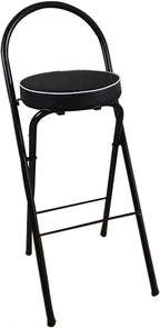 Folding Breakfast Bar Stool, 26/28/30" Tall Chair with Padded Seat, Portable Round Counter Height Stool with Backrest, Foldable Stool for Adults Outdoor Indoor ( Color : Black 1 pc , Size : 75cm/30" )