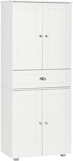 72" Freestanding Kitchen Pantry Cabinet with 2 Large Double Door Cabinets and 1 Center Drawer, White,15.75 * 29.25 * 72.5