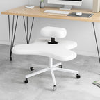 Kneeling Chair, Ergonomic Seat, Five Pronged with Caster Support Legs, Height Adjustable Stool for Posture Improvement and Correction, Suitable Home Office Use, Multi Colour Options (White)