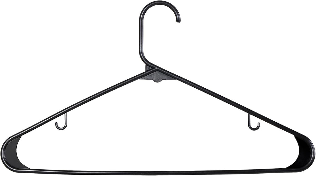 ZenStyle 100 Pack Standard Size White Plastic Hangers for Clothes Lightweight Space Saving Tubular Clothing Hangers (Black)