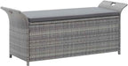 Poly Rattan Patio Storage Bench with Cushion Gray, 54.3 Inch Waterproof PE Storage Bench for Outdoor Use, Large Space with Removable Polyester Cover