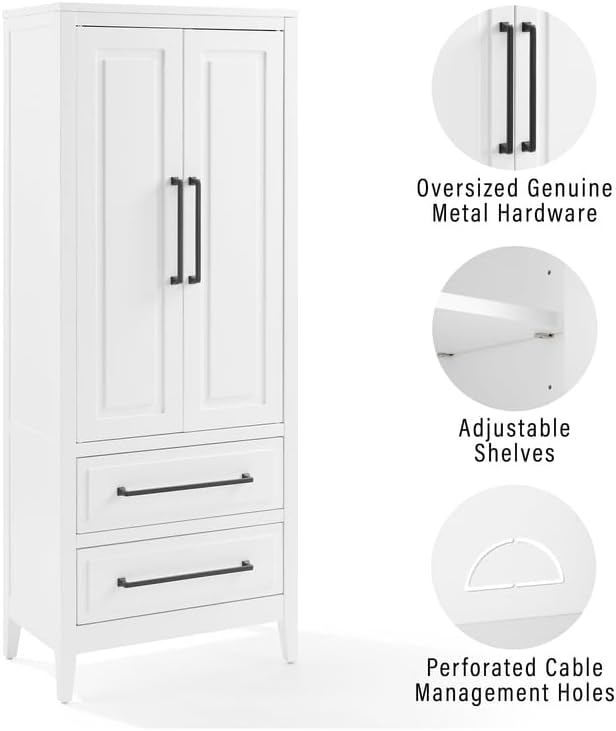 HomeStock White Kitchen Pantry - Freestanding Storage Cabinet with Shelves - 92.4" W x 14" D x 60" H