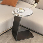 End Table Creative End Table Slate Carbon Steel Coffee Table Unique Side Table Sofa Bedroom Living Room Tray Table Modern Bedside Table Space-Saving, Black