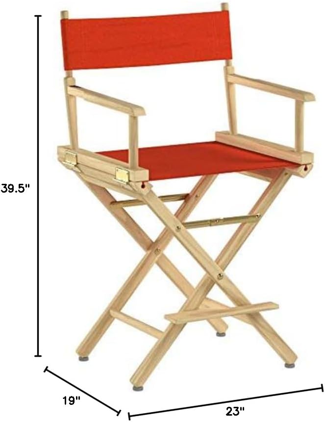 Casual Home 24" Director's Chair Natural Frame with Orange Canvas, Counter Height