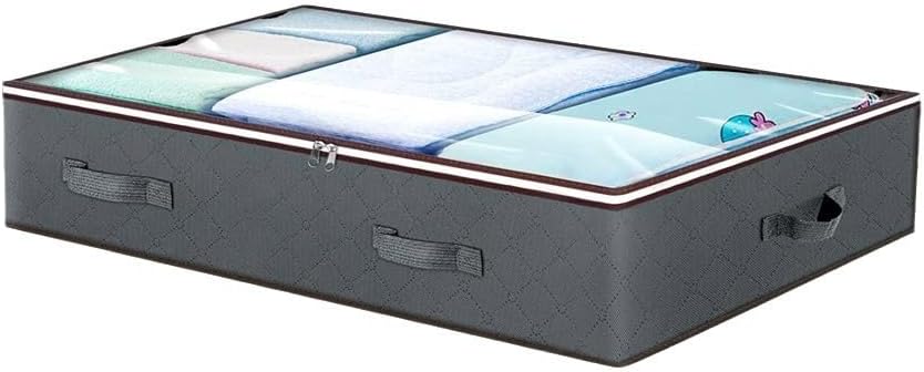 1 set of under bed storage bag, 90L under bed storage box, foldable under bed storage bag, used for blankets, towels, blankets, sweaters, pillows, gray