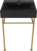 Claire 24" Ceramic Console Sink Matte Black Basin Brushed Gold Legs