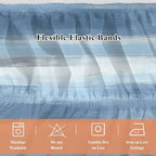Gray Blue Ombre Bed Skirt King Size Bed Skirting 16 Inch Drop Adjustable Elastic Dust Ruffles Wrap Around Bedskirt Pleated Modern Abstract Watercolor Stripes Bedding Frame Cover for King Size Dorm