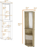 Farmhouse Rustic Corner Cabinet, Storage Locker 3-Tier Shelf with Glass Rack,for Kitchen Home