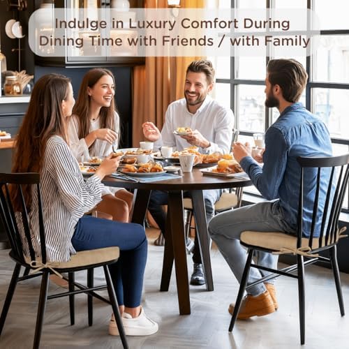 Codi Dining Chair Cushions 4 Pack, Thick Chairs Pads for Indoor Kitchen Room - Washable, Non-Slip Memory Foam Seat Cushion with Ties, 16.5"x16.5"x 3.5", Set of 4, Beige New