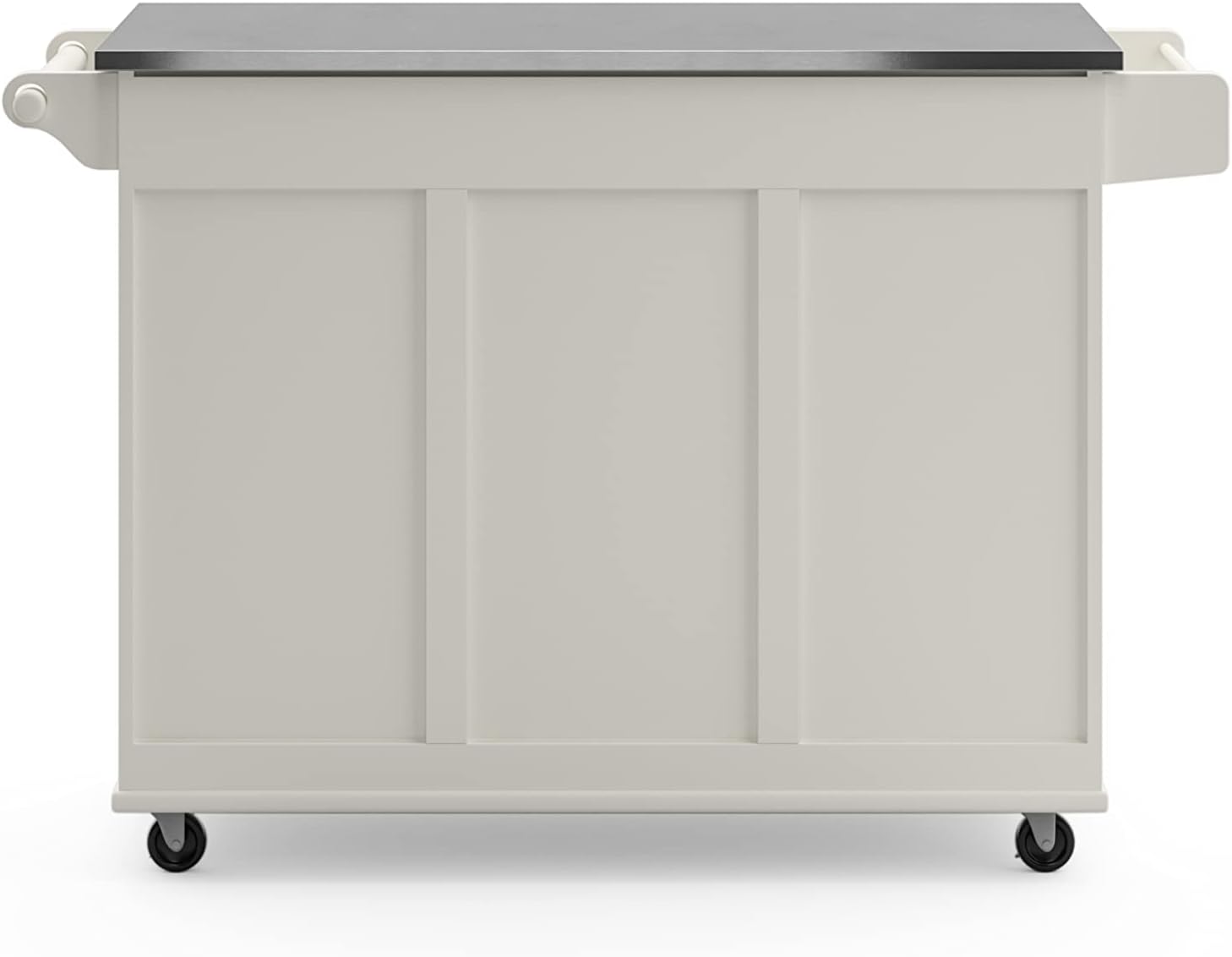 53.5" Kitchen Island Cart with Storage, Rolling Kitchen Cart on Wheels with Stainless Steel Top, Mobile Prep Station with Drawers, Cabinets, Adjustable Shelves & Towel Rack, Solid Wood, Off White