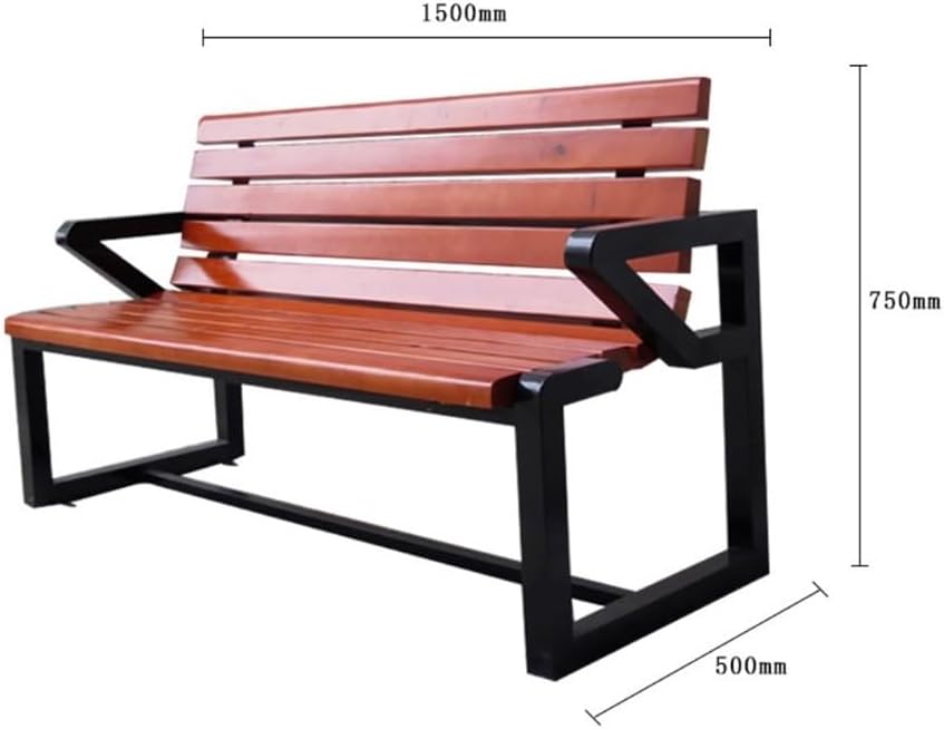 Outdoor Bench, Stainless Steel Outdoor Bench Park Square Pine Row Chair Landscape Garden Bench