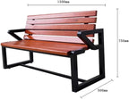 Outdoor Bench, Stainless Steel Outdoor Bench Park Square Pine Row Chair Landscape Garden Bench