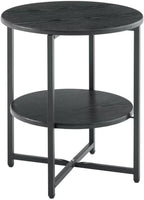 Round Wooden Tray Side Table, Foldable Metal Frame Coffee Table, Snack Tray, Living Room Coffee Table, Suitable for Bedrooms, Studies, Living Rooms and Terraces, 22" W x 22" D x 26" H (Black)