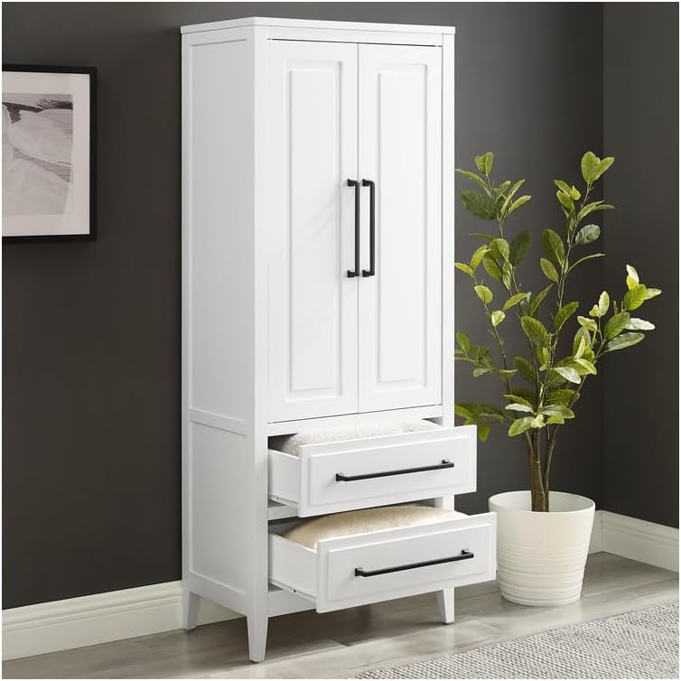 HomeStock White Kitchen Pantry - Freestanding Storage Cabinet with Shelves - 92.4" W x 14" D x 60" H