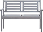 2-Seater Garden Bench, Solid Eucalyptus Wood Outdoor Patio Seat, Grey Oiled Finish Sturdy Park Furniture for Backyard, Porch, Lawn, 47.2 x 23.6 x 35 inches