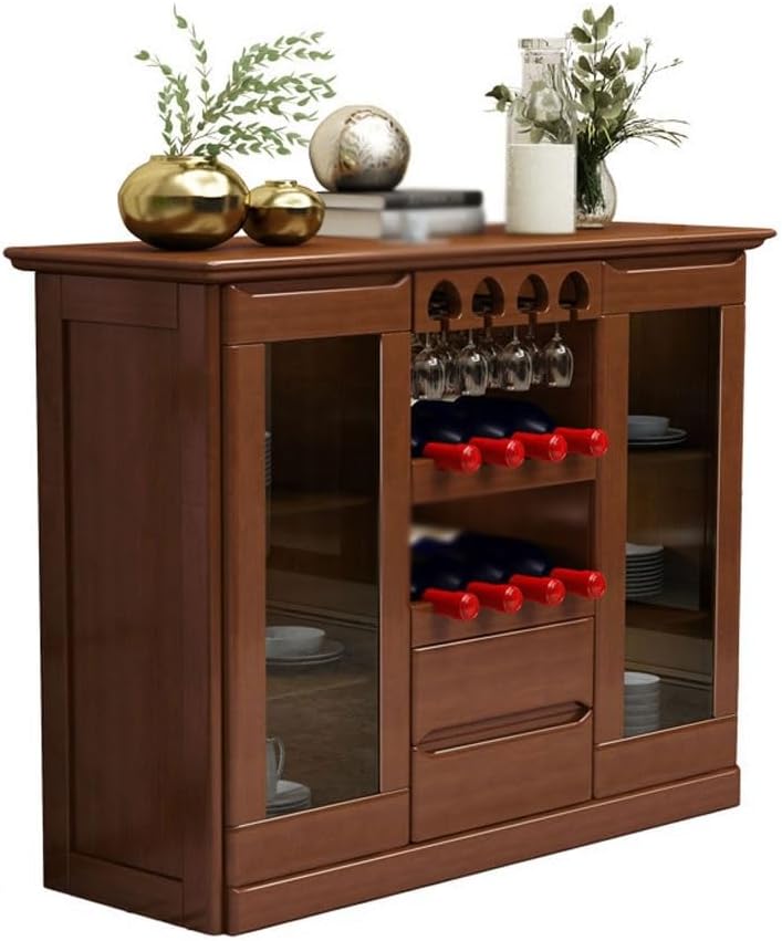 Entryway Cabinet Chinese Creative Solid Wood Wine Cabinet Restaurant Multifunctional Dining Sideboard Home Kitchen Storage Cabinet Sideboard Storage Cabinet