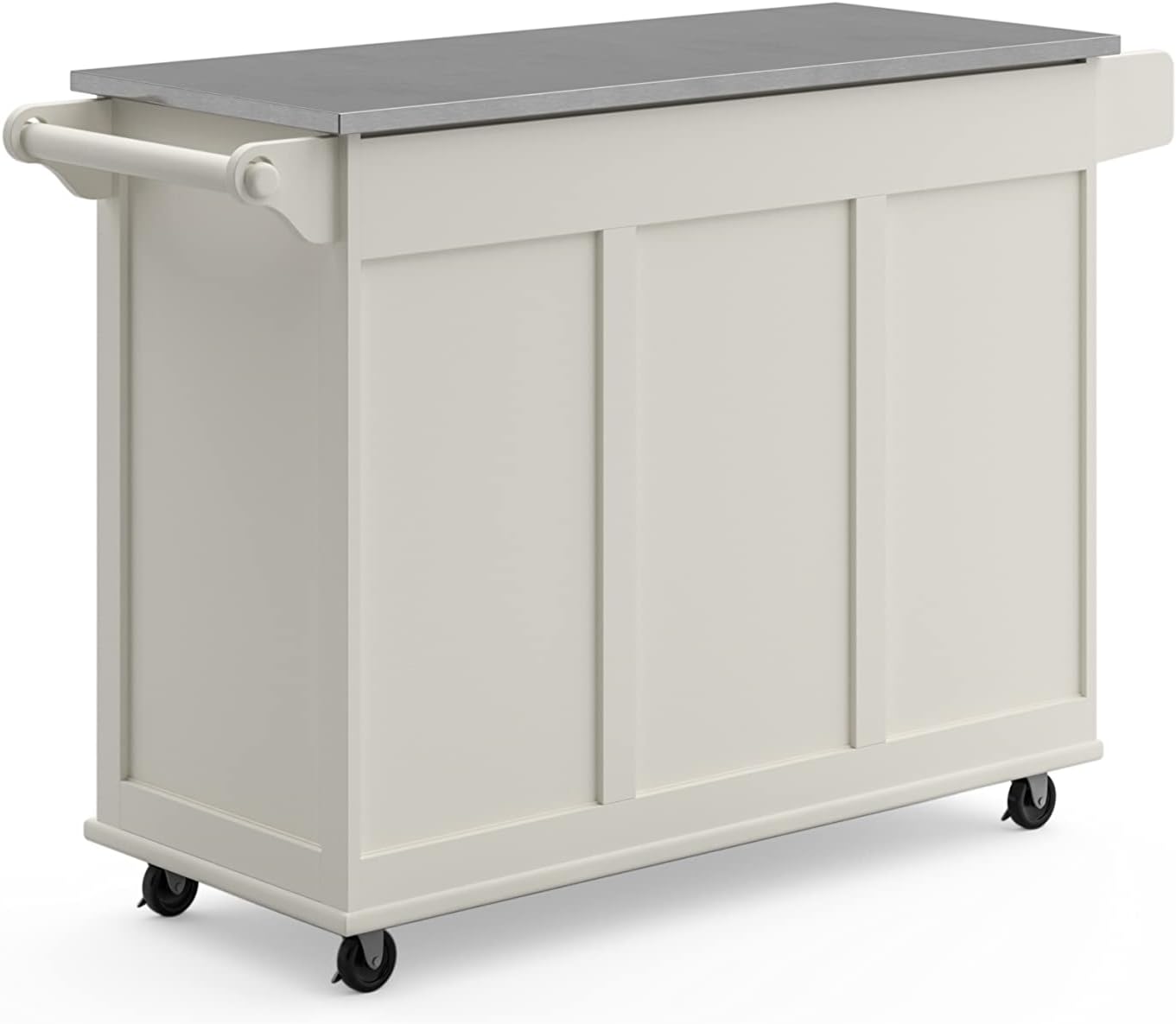 53.5" Kitchen Island Cart with Storage, Rolling Kitchen Cart on Wheels with Stainless Steel Top, Mobile Prep Station with Drawers, Cabinets, Adjustable Shelves & Towel Rack, Solid Wood, Off White