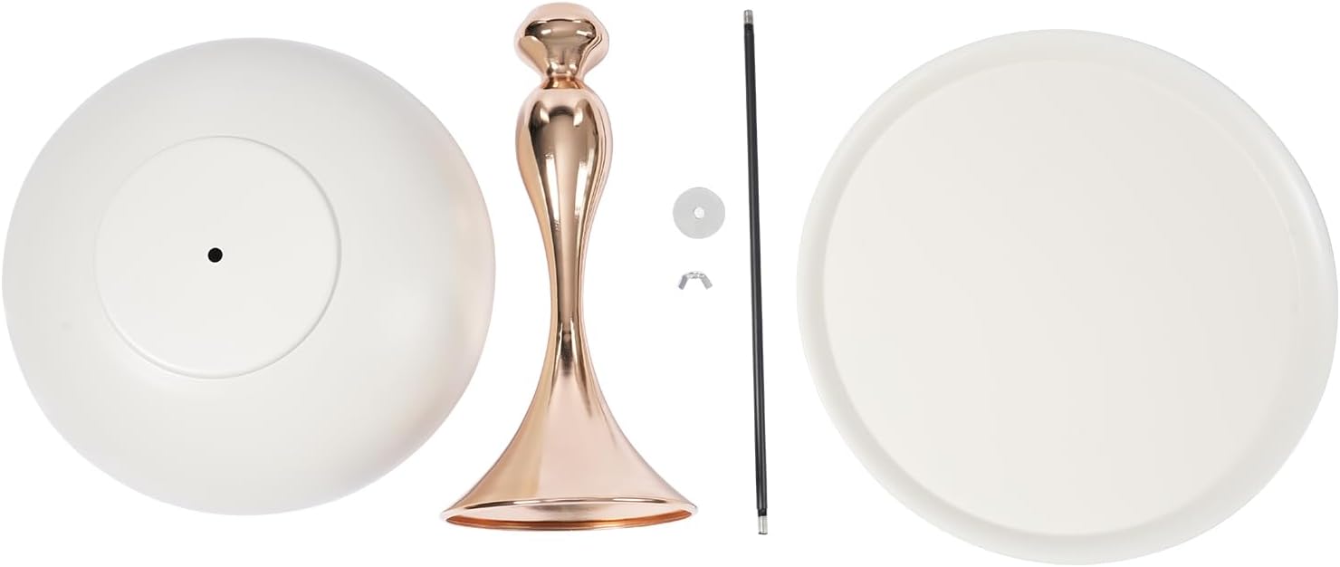 Metal Round End Table,Small Round Side Tables for Small Spaces, Modern Pedestal End Table Living Room, Metal Drink Tables Martini Table, Unique Circle Accent Tables for Sofa, Bedroom (White+Rose Gold)