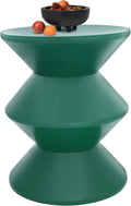 Side Table, Floor Standing Round Sofa Side Table, Modern Hourglass and Geometric Decor End Table, 220.46 Lbs Load-Bearing Capacity, for Coffee Patio Living Room Bedside Apartment (Green)