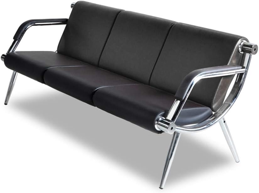 Waiting Room Bench with Armrest 3 Seat Black PU Leather Office Furniture Guest Seating Lobby Conference Reception Chair Visitor Guest Sofa for Office Airport Clinic Hospital Bank Salon Barber