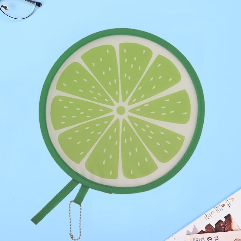 4pcs Round Foldable Hand Fans,8.26Inches Fruit Style Handheld Folding Fan Portable Cooling Fans for Summer Events, Outdoor Travel, Festival Party Decorations,Watermelon + Orange + Kiwi + Lime