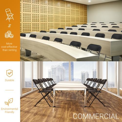 50pcs Folding Chair, Plastic Chairs with 330-Pound Capacity, Easy to Fold and Store Suitable for Indoor & Outdoor, Wedding, Party, Restaurant, Meeting Room, Patio and Garden, Black