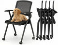 Folding Office Chair with Wheels – Mesh Back Conference Room Chair, Space-Saving Stackable & Foldable Chair for Guest, Reception Meeting, Classroom Training Seminar (with Wheel, 6pack)