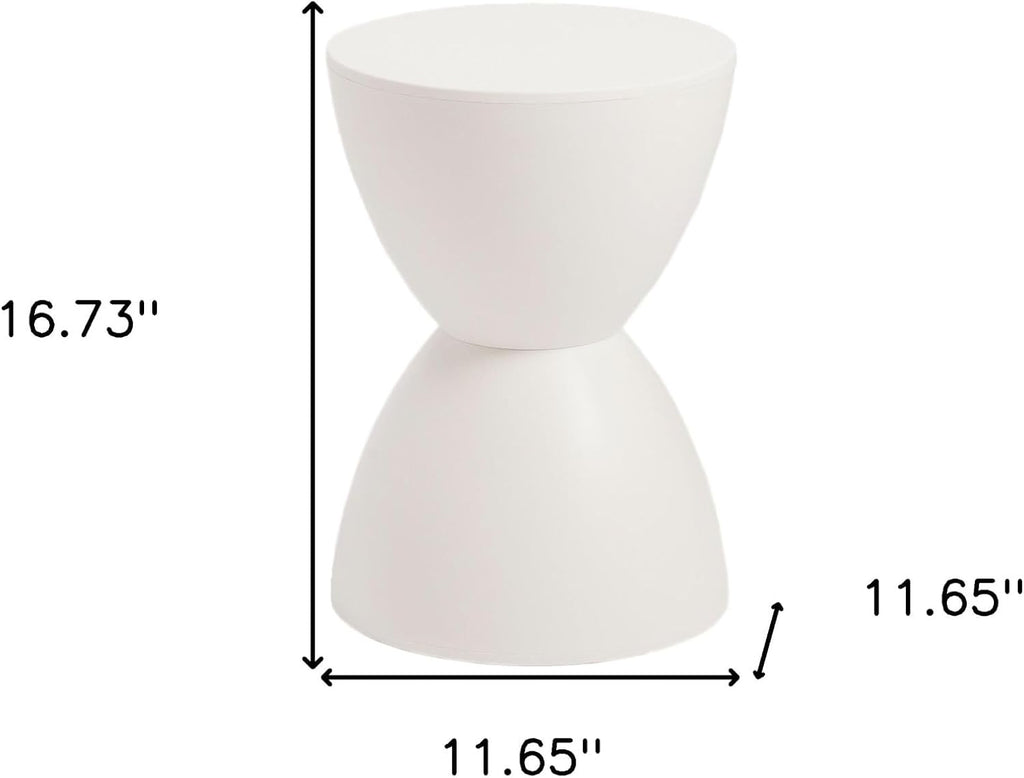 HomeRoots 17" White Heavy Duty Plastic Round Pedestal End Table