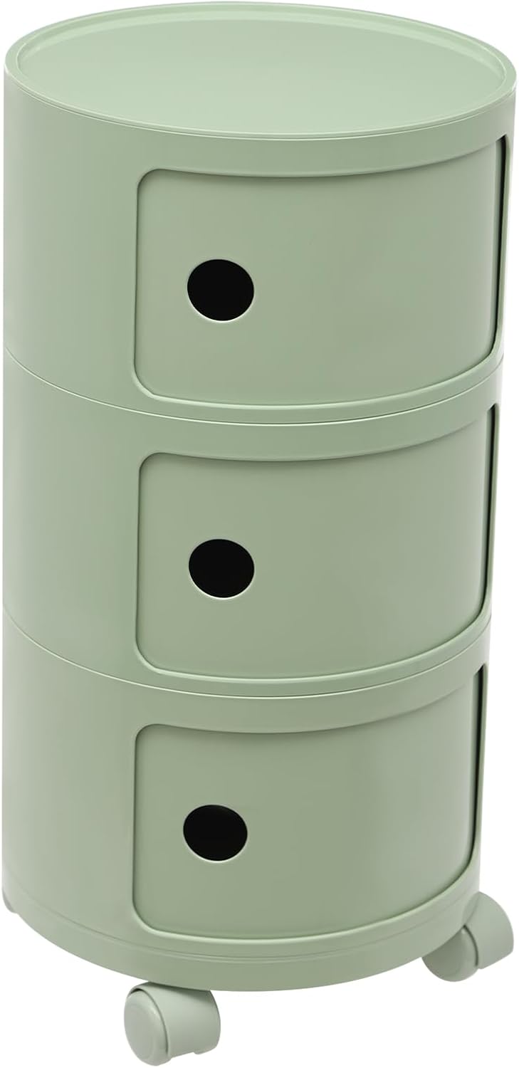 3 Tier Rounded Cabinet,Round Nightstand Detachable End Table with Storage Lightweight Side Table Storage for Living Room Bedroom Bathroom Kitchen