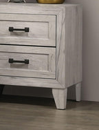 Bedside Table White Wash Finish Striking Elegant 1pc Nightstand Contemporary Style Black Bar Pull 2-Drawers,for Small Spaces