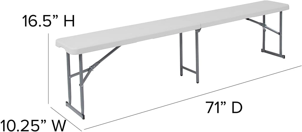 Flash Furniture Talbott 10.25''W x 71''L Bi-Fold Granite White Plastic Bench with Carrying Handle