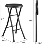 Folding Stool,24-Inch Collapsible Stool,Portable Stool with 200lb Capacity,Suitable for Indoor or Outdoor Use,Black