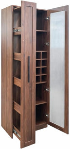 ZeHuoGe Kitchen Pantry Cabinet with Multi-Functional Pull-Out Multi-Tier Storage Shelf,Farmhouse Storage Cabinet with Glass Doors,Pantry Organizers for Kitchen, bar Cabinet,Dining Room
