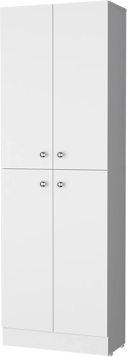 White Pantry Cabinet with 4 Doors and 5 Hidden Shelves,Buffet Kitchen Sideboard,for Kitchen,Dining Room,11.8 * 23.6 * 71.1