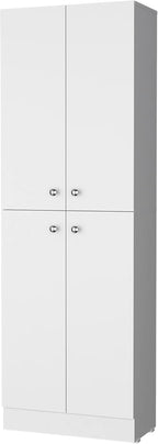 White Pantry Cabinet with 4 Doors and 5 Hidden Shelves,Buffet Kitchen Sideboard,for Kitchen,Dining Room,11.8 * 23.6 * 71.1