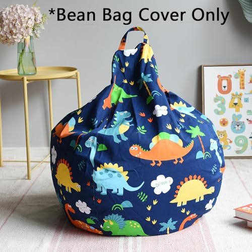 YuppieLife Kids Storage Bean Bag Cover（No Filling）Toy Organizer|Carrying Handle Sofa|Available for Kids and Teenager|Cuddle Chair|Machine Washable and Durable（27“,Dinosaur）
