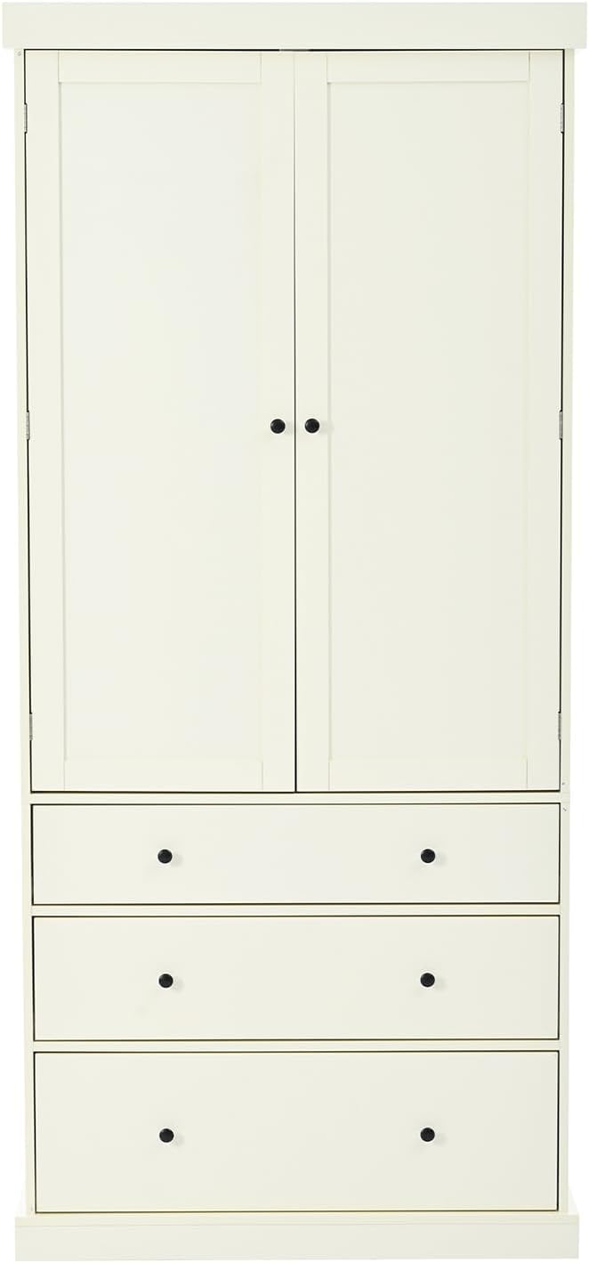 77 Inch High Freestanding Kitchen Sideboard, Farmhouse Sideboard Storage Cabinet with 3 Adjustable Shelves, 8 Door Shelves, 3 Drawers for Kitchen, Living Room and Dining Room (Cream)