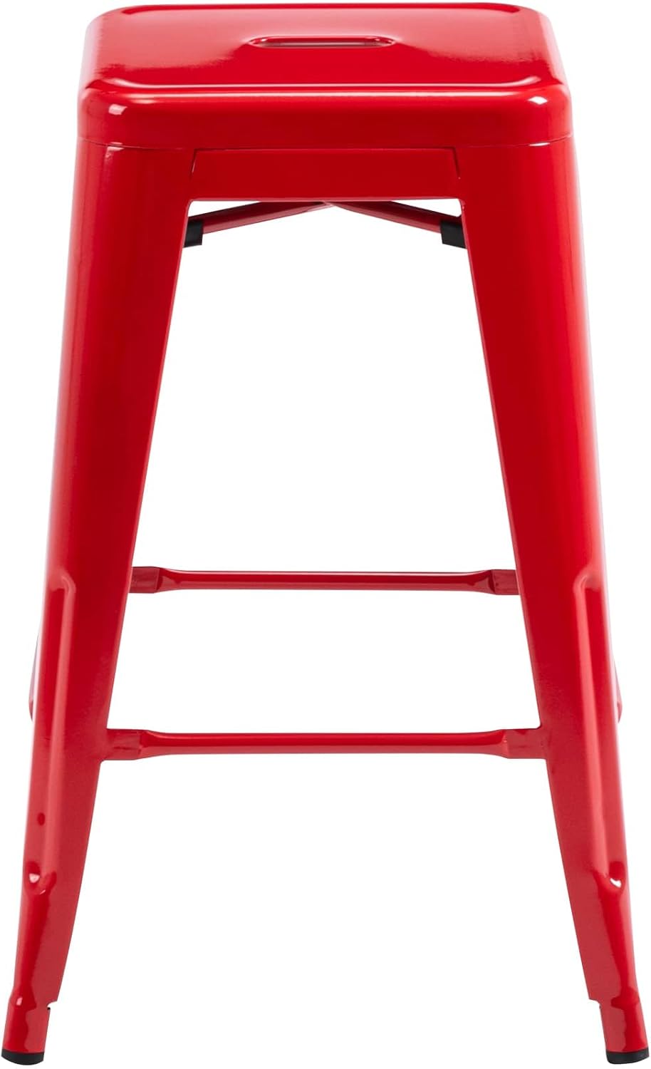 24 Inch Metal Bar Stools,Counter Height Bar Chair,Indoor Outdoor Backless Kitchen Stools Set of 4,Red
