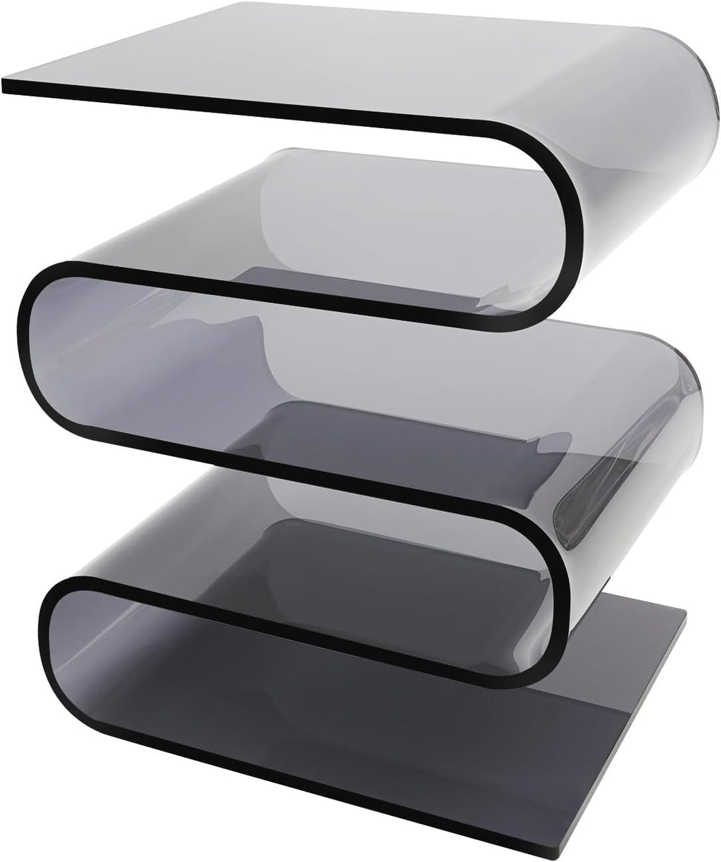 S-Shaped Acrylic End Table, Side Table for Living Room, Bedside Table for Bedroom, Modern Furniture Organizer
