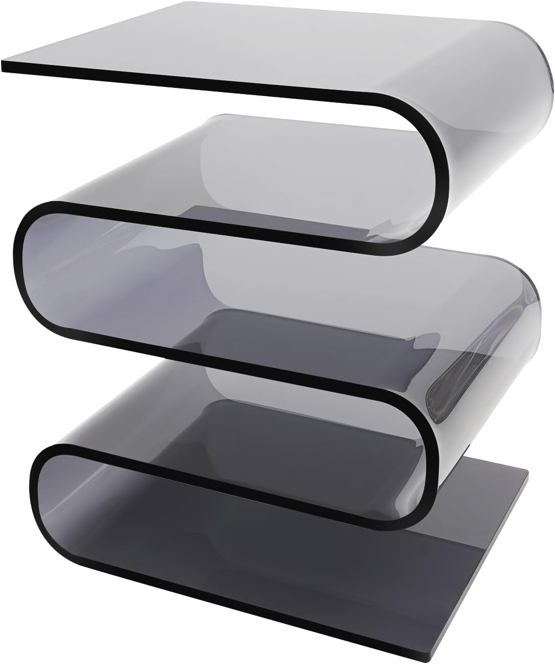 S-Shaped Acrylic End Table, Side Table for Living Room, Bedside Table for Bedroom, Modern Furniture Organizer