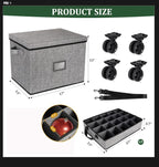 Lukeline Rolling Christmas Ornament Storage Box, Holiday Ornament Organizer with 3 Individual Removable Trays, Large Capacity Christmas Ornament Box with Tow Rope and Double Handles