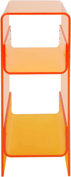 Modern Acrylic Side Table, 3-Tier Small Narrow End Table Slim Nightstand Bedside Table for Bedroom Living Room Bathroom (Orange)