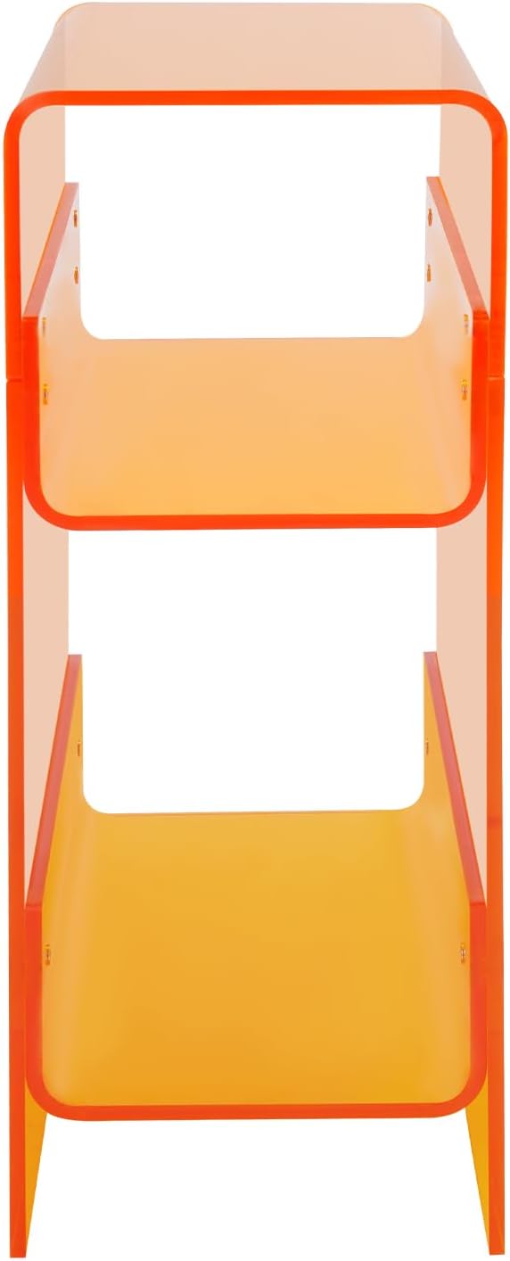 Modern Acrylic Side Table, 3-Tier Small Narrow End Table Slim Nightstand Bedside Table for Bedroom Living Room Bathroom (Orange)