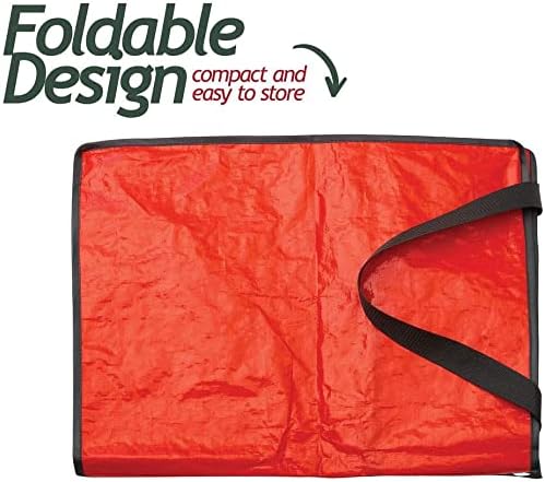 Sagler 9 ft Christmas Tree Storage Bag - Waterproof, Heavy-Duty, Large Christmas Tree Bag - Reinforced Handles, Dual Zipper, Label & Side Pocket - Protection From Dust, Water - Red, 50x15x20"