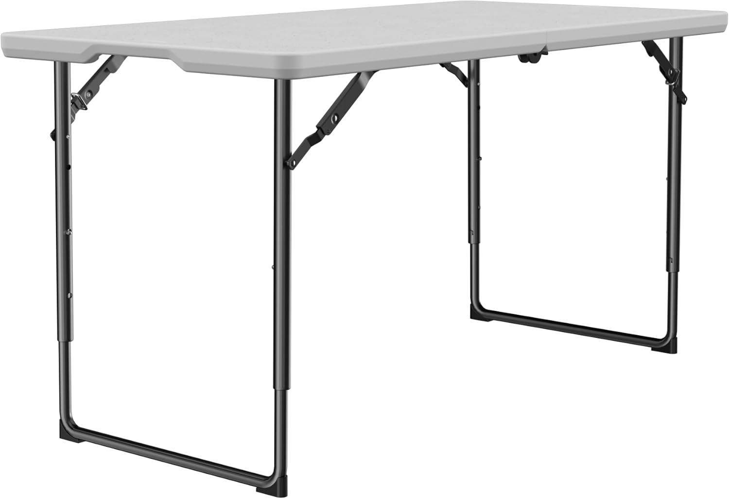 Folding Table 4FT Heavy Duty Plastic Table with Handle, Foldable&Portable, Fold-in-Half Utility Tables for Outdoor, Dining, Wedding, Events, Indoor, Picnic, Camping, Party, White