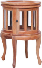 Solid Mahogany Wood Vitrine Cabinet with Glass Display 19.7x19.7x29.9 Inches for Living Room Bedroom and Entryway