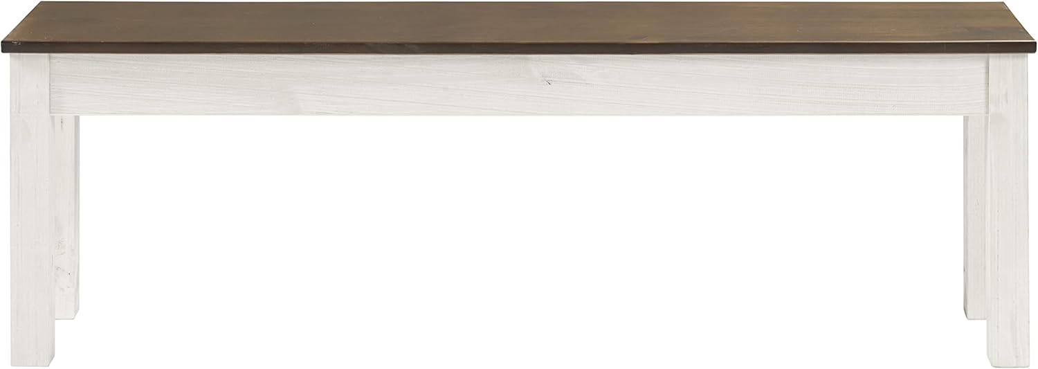 Furniture Dash - Wood Bench - Entryway Bench - Dining Bench - 53.15" W, 12.2" D, 17.72" H - 22lb - White Distressed