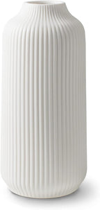 flature Ceramic Vase in Nordic Style, Decovase Large for Pampas Grass as Boho Deco, Vase White Matt 10 inch for Flowers, Scandinavian Design Home Decoration for Fresh Flowers, Dried Flowers (Size L)